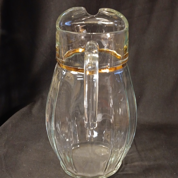 Kitchen Vintage Glass Pitcher With Gold Trim Poshmark